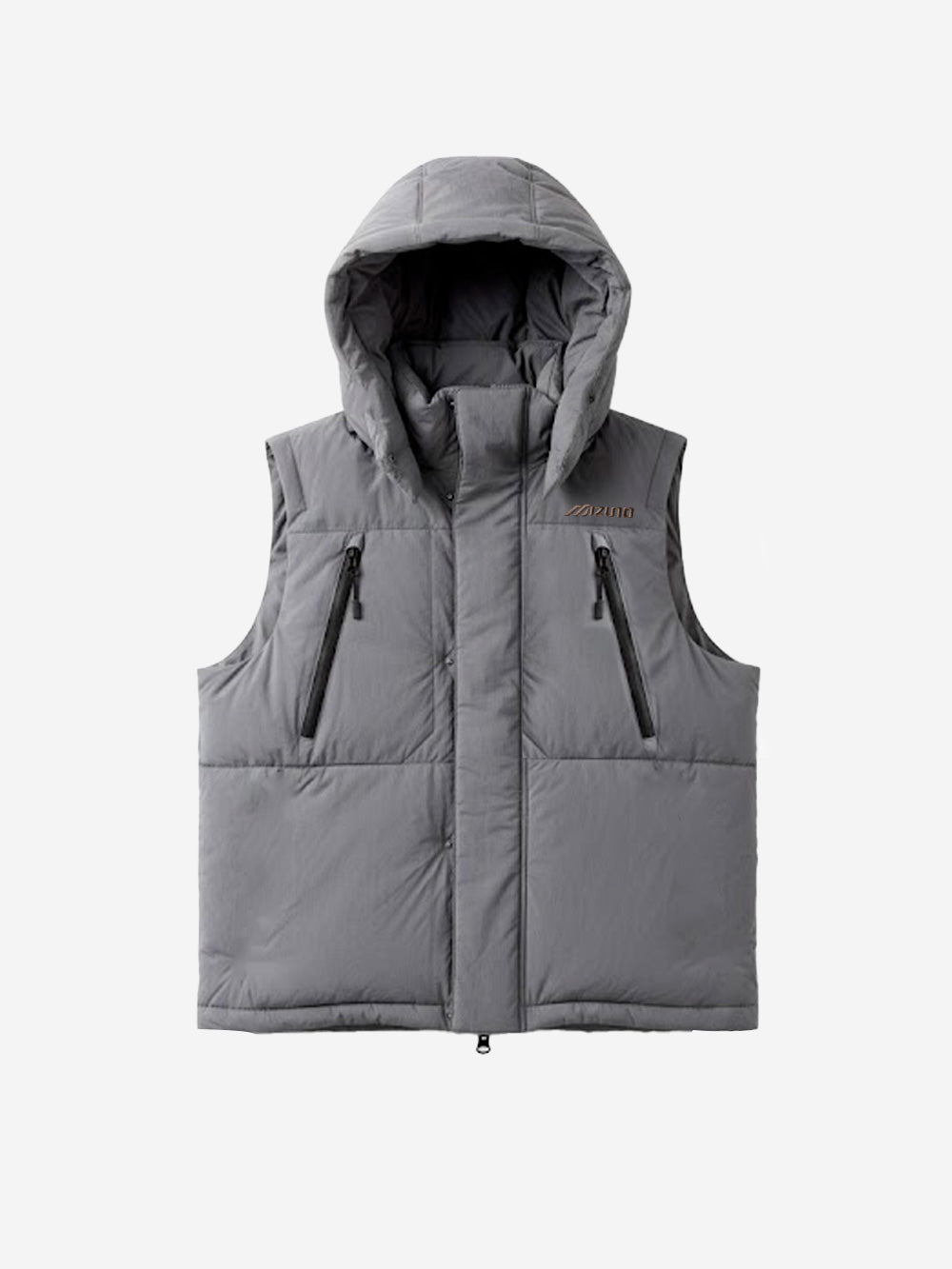 MIZUNO Gilet in piuma d'oca con cappuccio staccabile Grigio Urbanstaroma