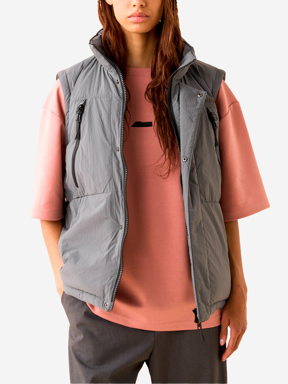 MIZUNO Gilet in piuma d'oca con cappuccio staccabile Grigio Urbanstaroma