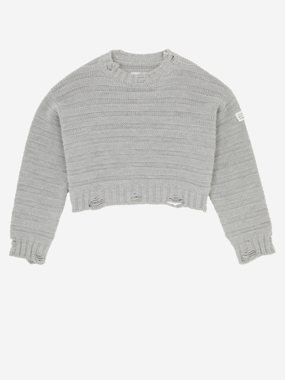 MM6 MAISON MARGIELA Pullover cropped distressed misto lana Grigio Urbanstaroma