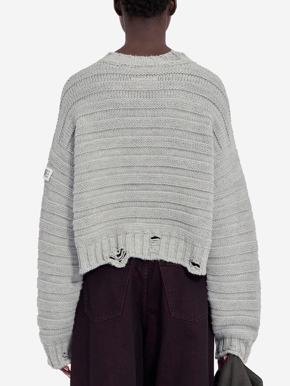 MM6 MAISON MARGIELA Pullover cropped distressed misto lana Grigio Urbanstaroma
