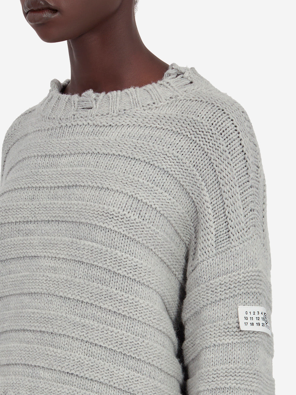 MM6 MAISON MARGIELA Pullover cropped distressed misto lana Grigio Urbanstaroma