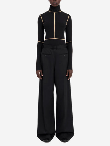 MM6 MAISON MARGIELA Pantaloni sartoriali misto lana con white stitch sul retro Nero