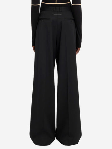 MM6 MAISON MARGIELA Pantaloni sartoriali misto lana con white stitch sul retro Nero