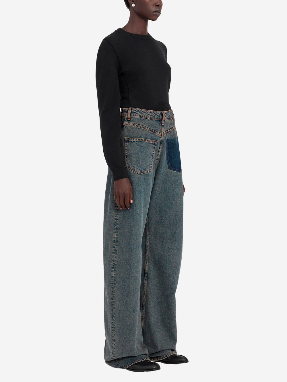 MM6 MAISON MARGIELA Jeans decostruiti back to back con white stitch Denim Urbanstaroma