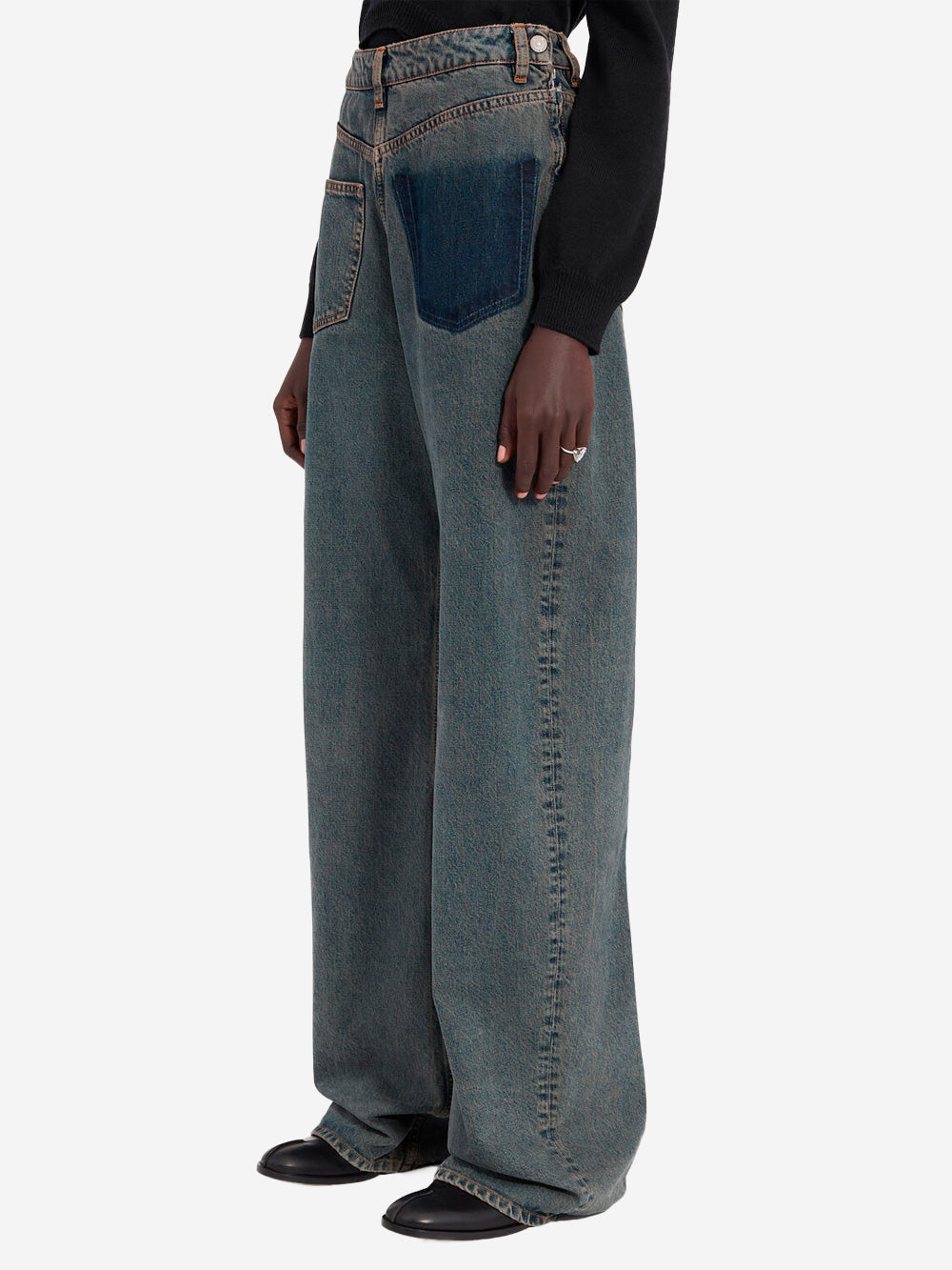 MM6 MAISON MARGIELA Jeans decostruiti back to back con white stitch Denim Urbanstaroma