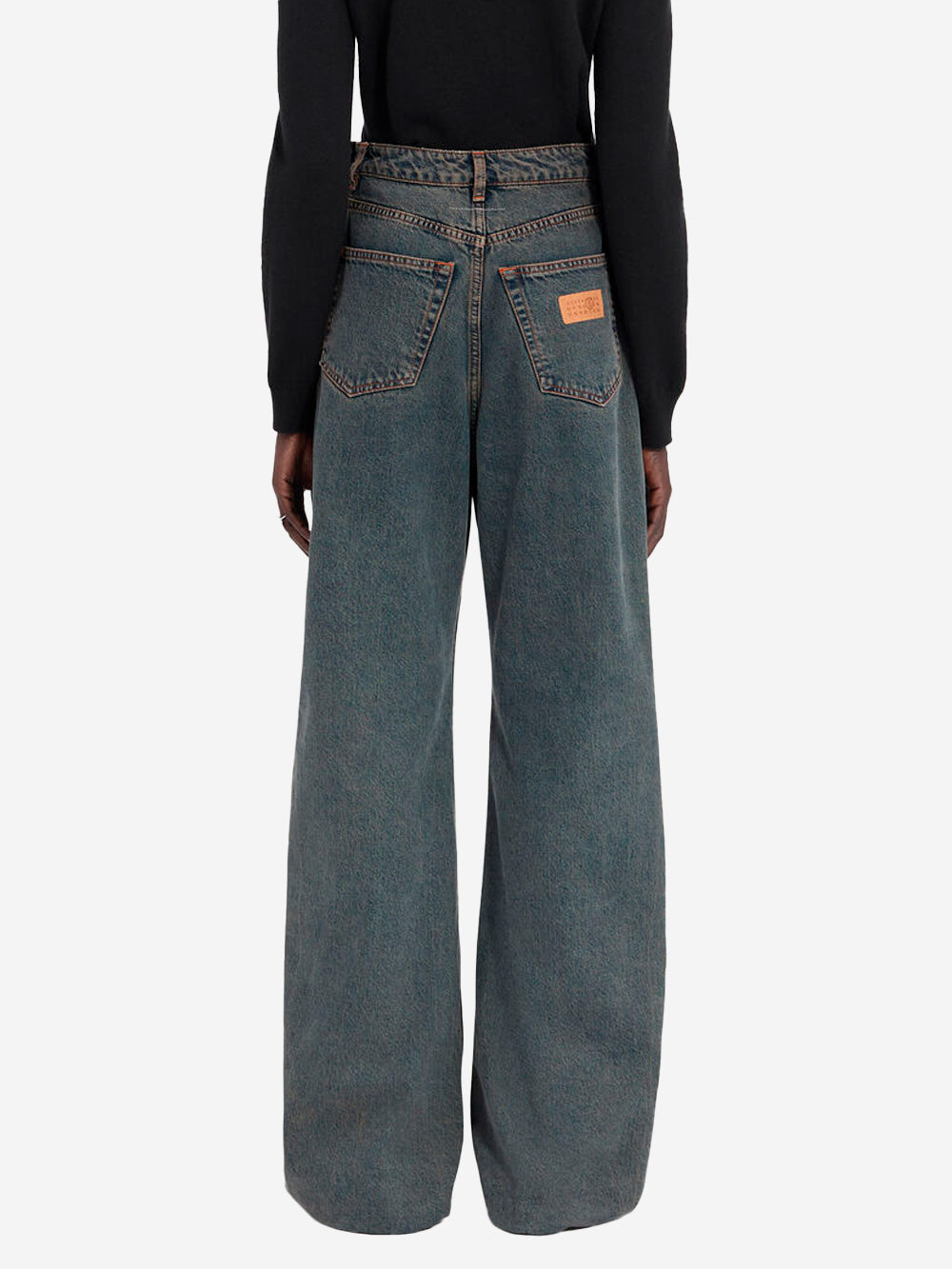 MM6 MAISON MARGIELA Jeans decostruiti back to back con white stitch Denim Urbanstaroma