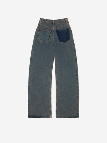 MM6 MAISON MARGIELA Jeans decostruiti back to back con white stitch Denim