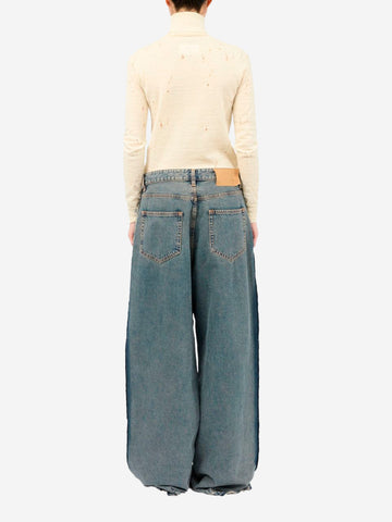 MM6 MAISON MARGIELA Jeans a gamba larga con cuciture a vista e white stitch Denim