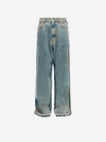 MM6 MAISON MARGIELA Jeans a gamba larga con cuciture a vista e white stitch Denim