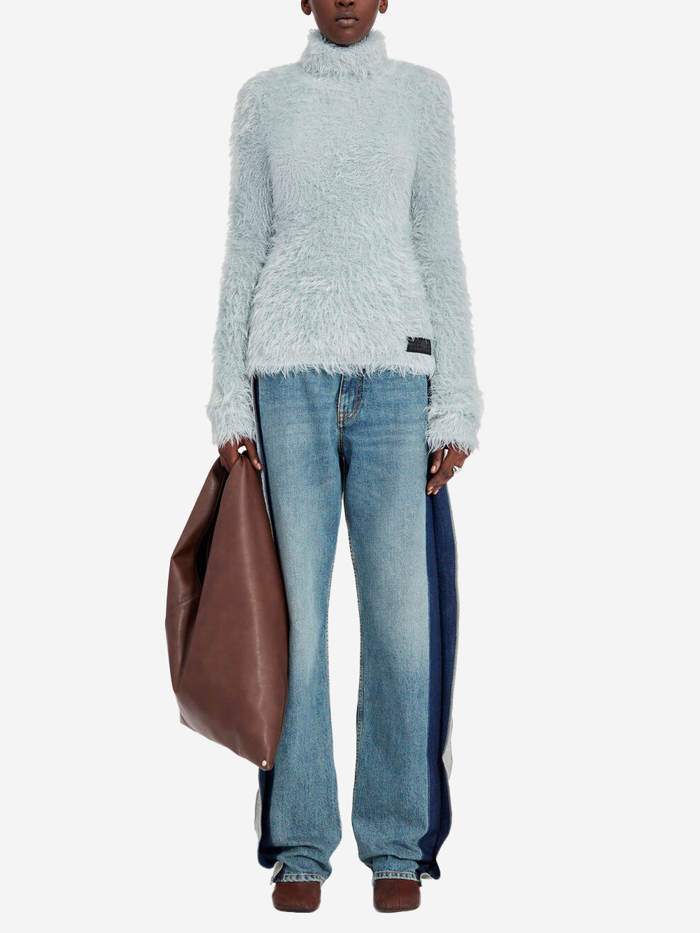 MM6 MAISON MARGIELA Dolcevita in pelliccia sintetica grigio chiaro con patch Numeric Grigio Urbanstaroma