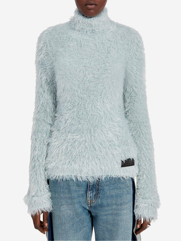 MM6 MAISON MARGIELA Dolcevita in pelliccia sintetica grigio chiaro con patch Numeric Grigio