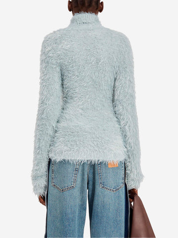 MM6 MAISON MARGIELA Dolcevita in pelliccia sintetica grigio chiaro con patch Numeric Grigio