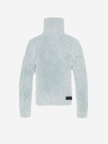 MM6 MAISON MARGIELA Dolcevita in pelliccia sintetica grigio chiaro con patch Numeric Grigio