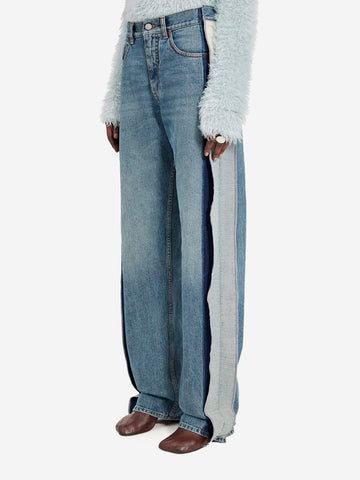 MM6 MAISON MARGIELA Jeans a gamba dritta decostruiti con pannelli e logo Numeric Denim
