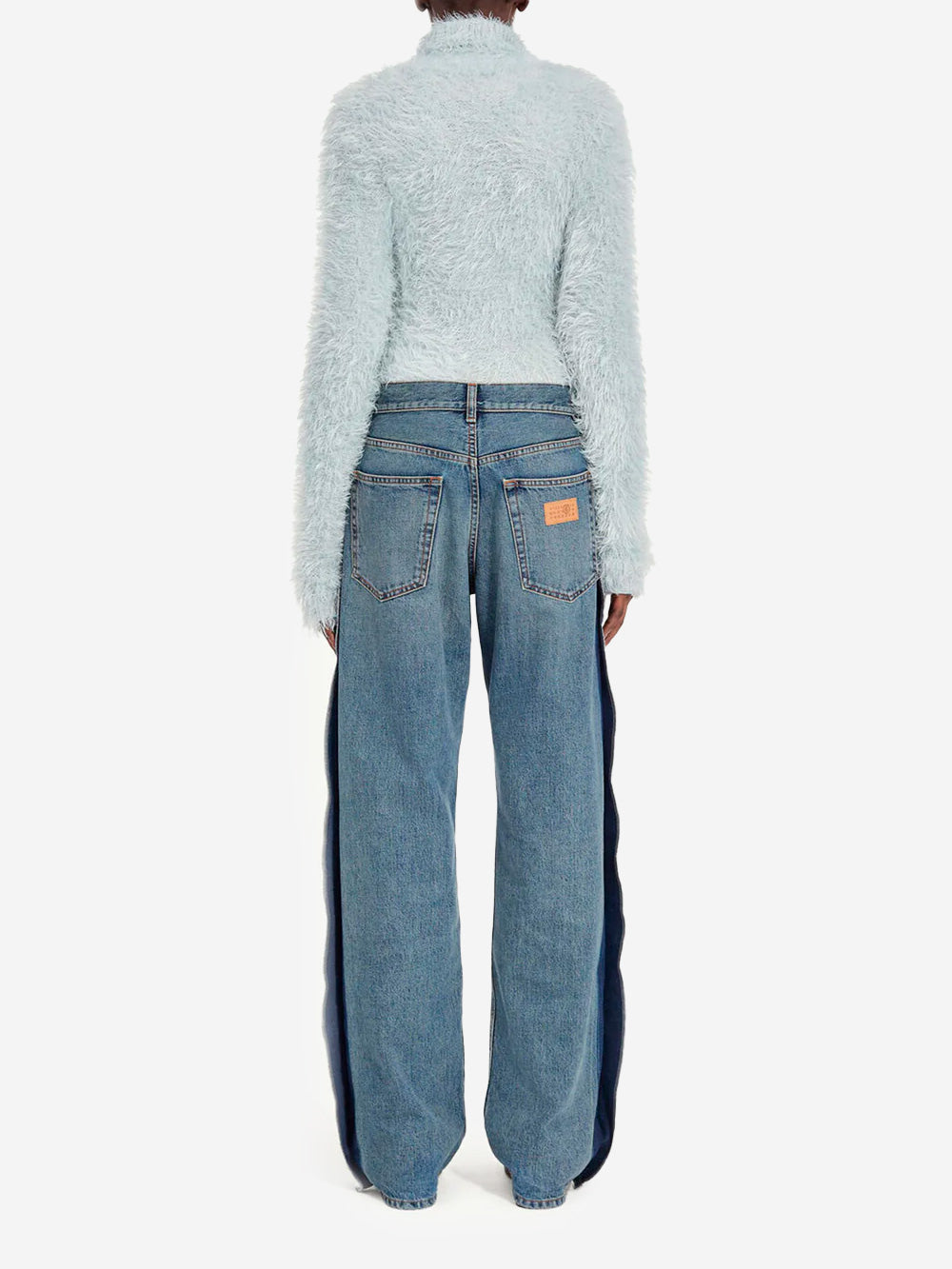 MM6 MAISON MARGIELA Jeans a gamba dritta decostruiti con pannelli e logo Numeric Denim Urbanstaroma