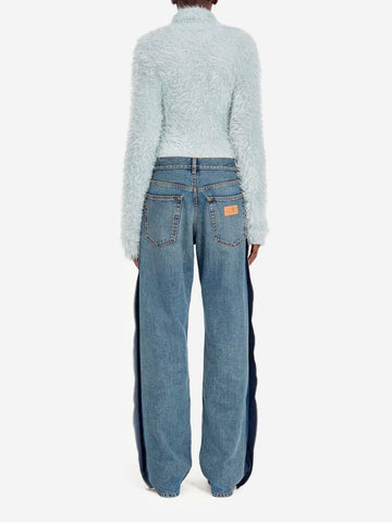 MM6 MAISON MARGIELA Jeans a gamba dritta decostruiti con pannelli e logo Numeric Denim