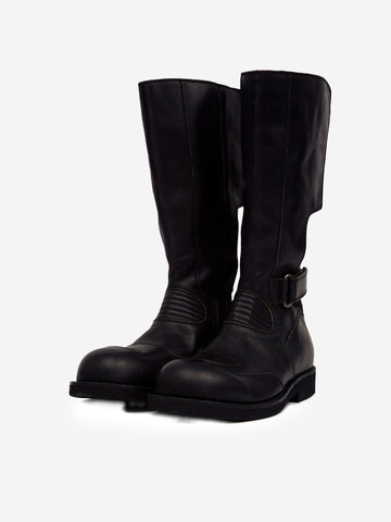 MM6 MAISON MARGIELA Stivali alti neri in pelle con fibbia Nero