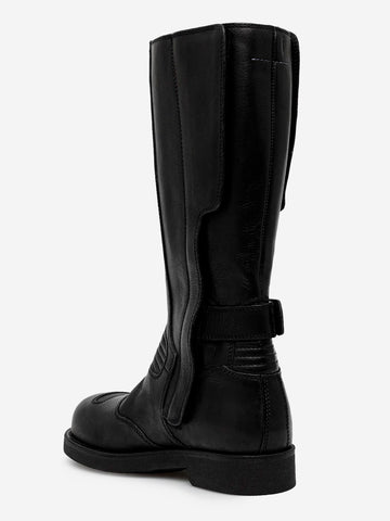 MM6 MAISON MARGIELA Stivali alti neri in pelle con fibbia Nero