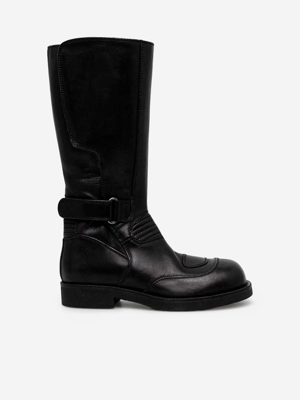 MM6 MAISON MARGIELA Black leather high boots with buckle S66WW0100