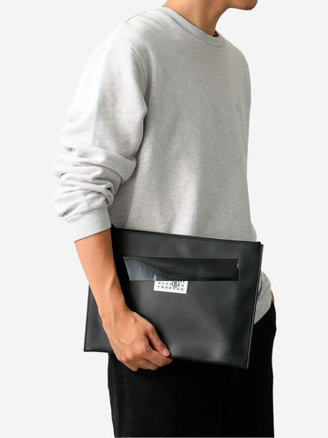 MM6 MAISON MARGIELA Clutch in pelle con logo Numeric Nero