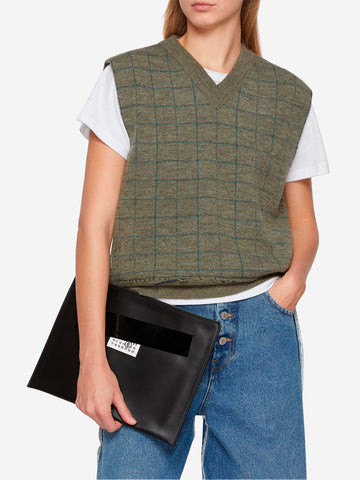 MM6 MAISON MARGIELA Clutch in pelle con logo Numeric Nero