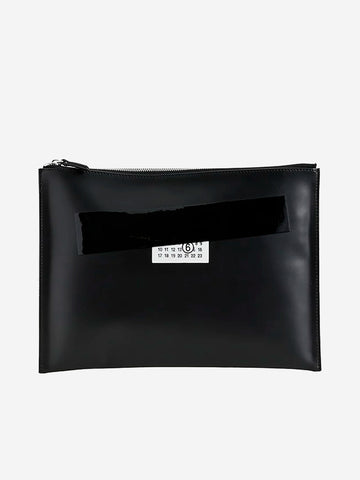 MM6 MAISON MARGIELA Clutch in pelle con logo Numeric Nero