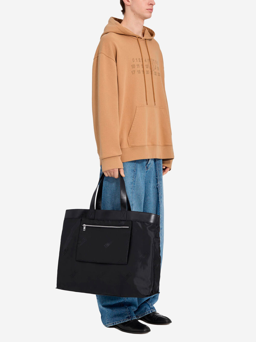 MM6 MAISON MARGIELA Felpa marrone ocra con cappuccio e logo Numeric Beige Urbanstaroma