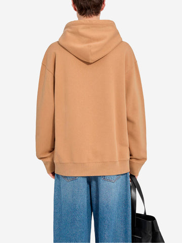 MM6 MAISON MARGIELA Felpa marrone ocra con cappuccio e logo Numeric Beige