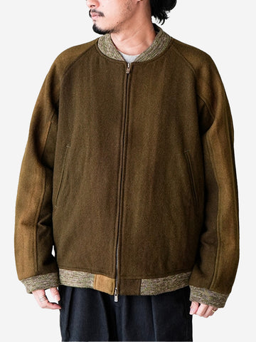 NEEDLES Giacca bomber aviatore in lana Oliva