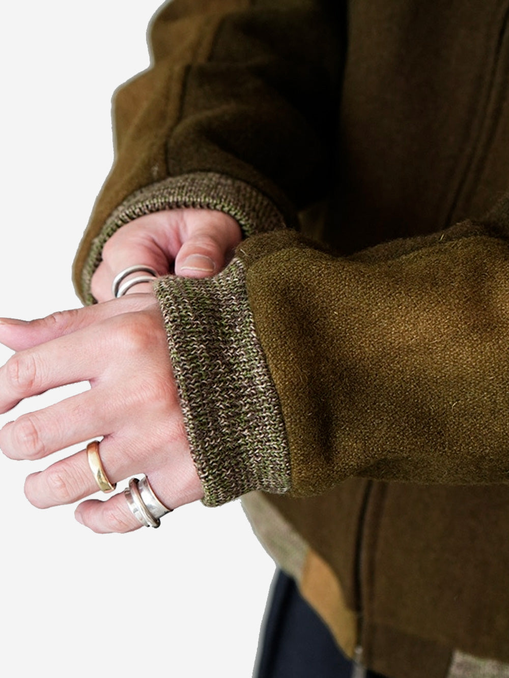 NEEDLES Giacca bomber aviatore in lana Oliva Urbanstaroma