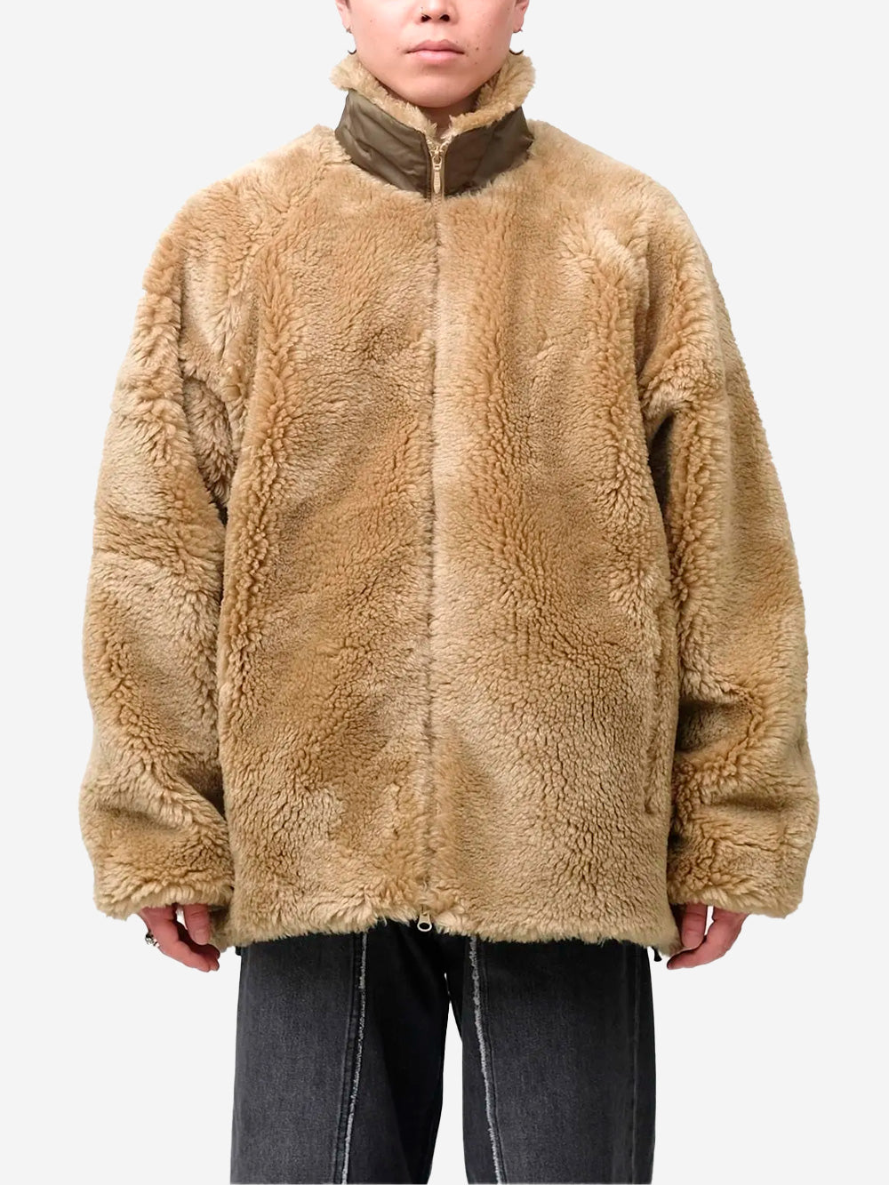 NEEDLES Giacca beige in pelliccia sintetica con Collo Alto Beige Urbanstaroma