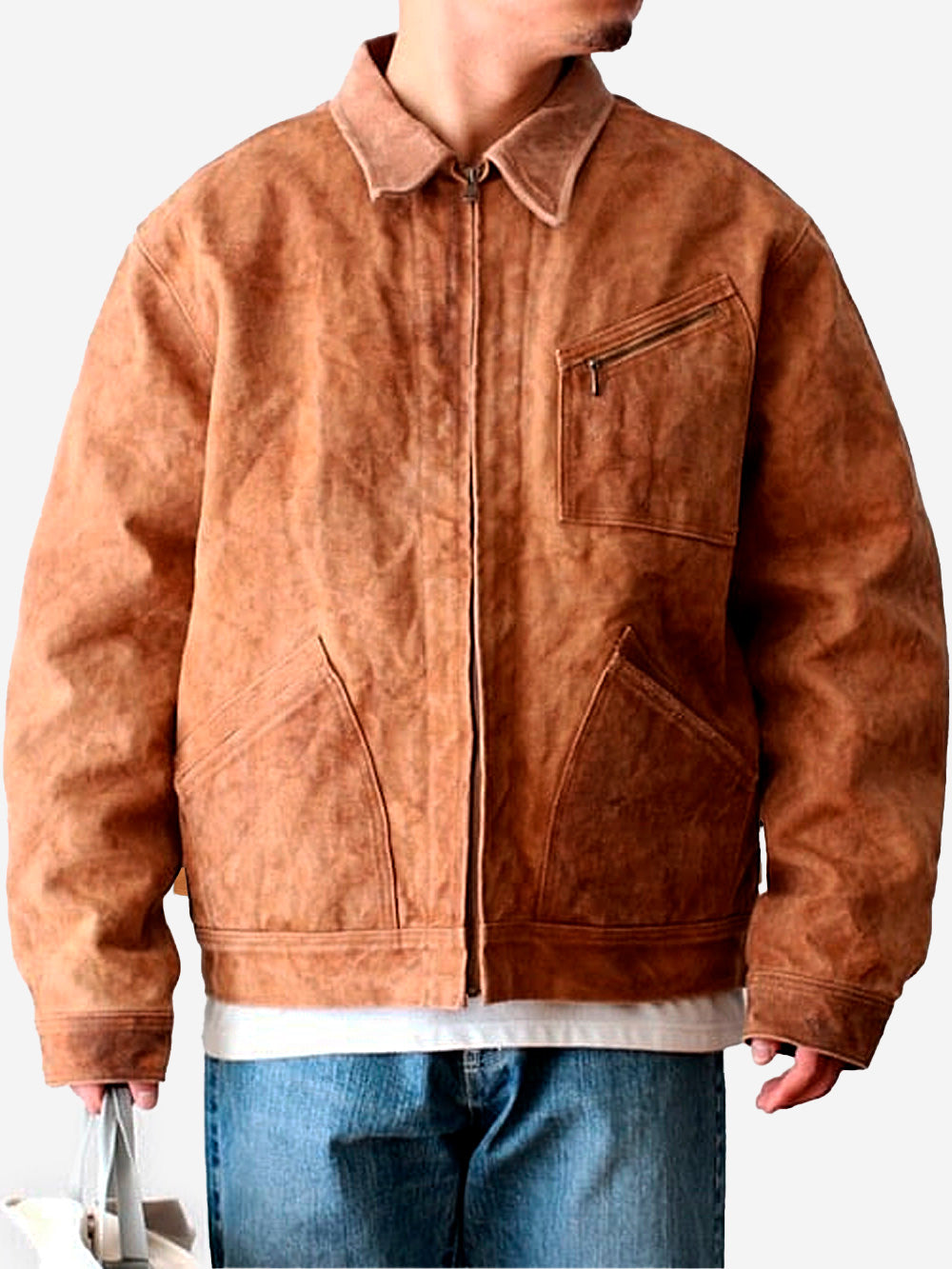 NEEDLES Giacca workwear Duck Canvas Kakishibu Dye Brown Marrone chiaro Urbanstaroma