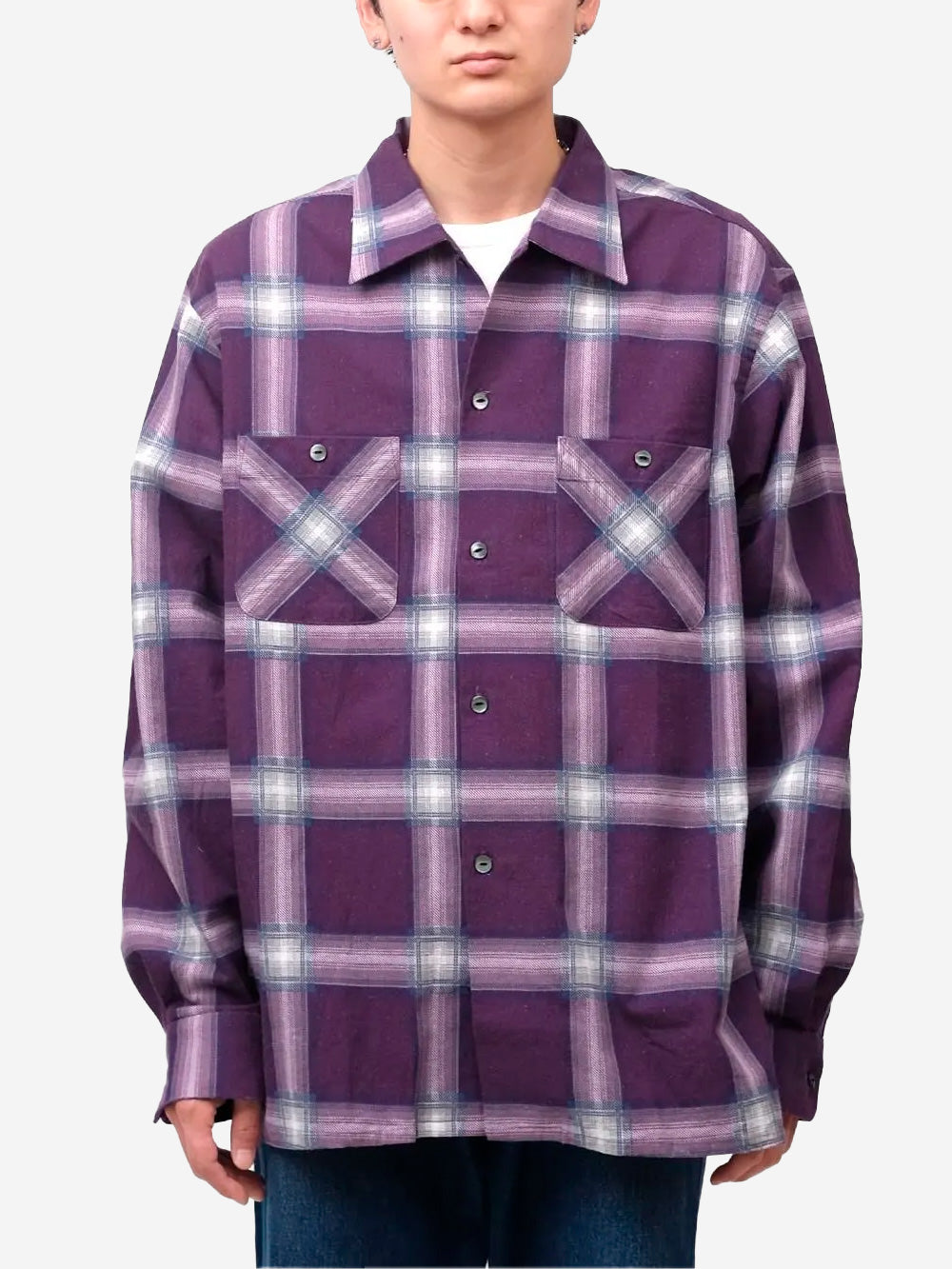 NEEDLES Camicia in flanella One-up viola Viola Urbanstaroma