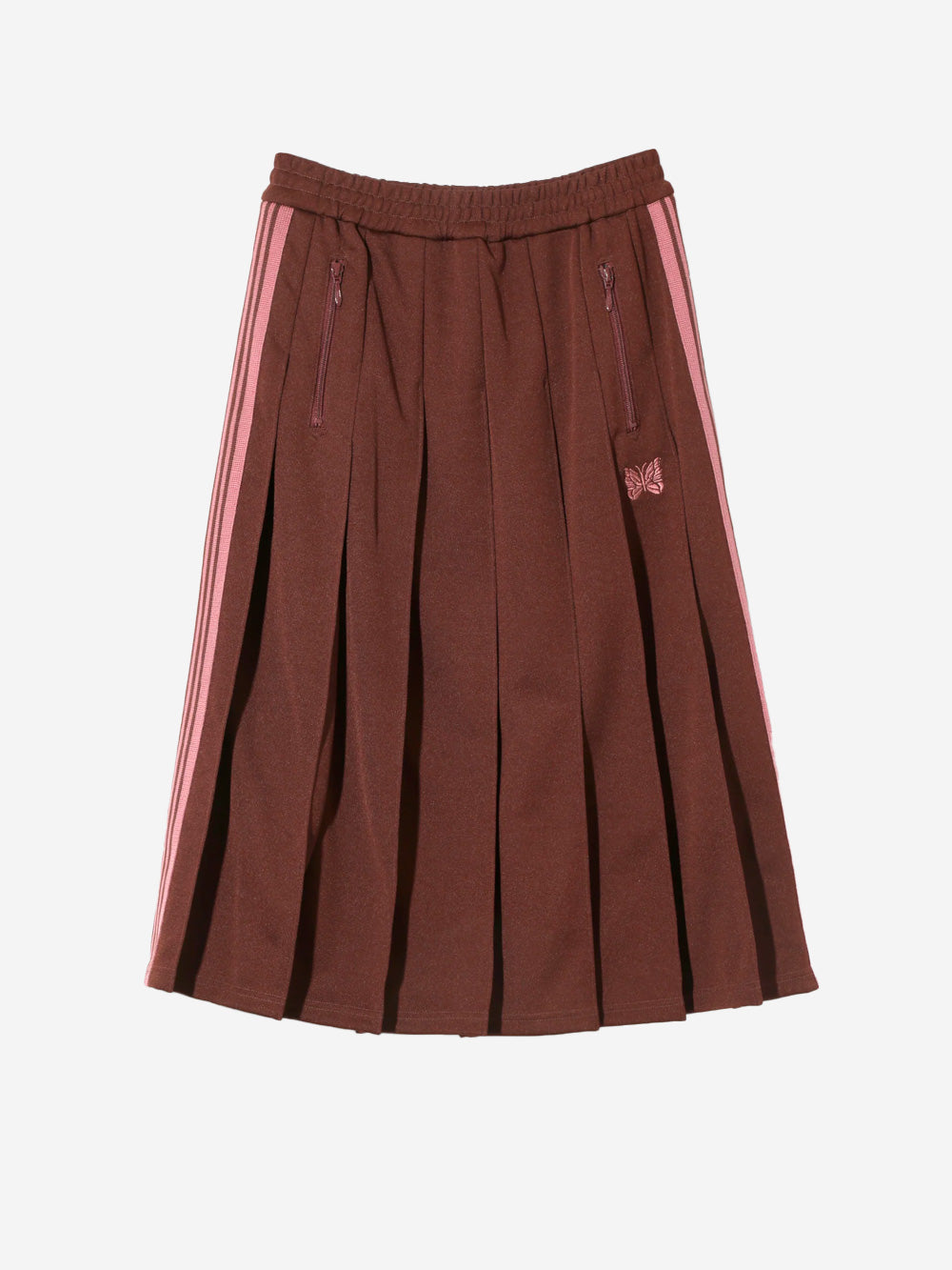 NEEDLES Gonna sportiva pleated con logo Papillon Bordeaux Urbanstaroma