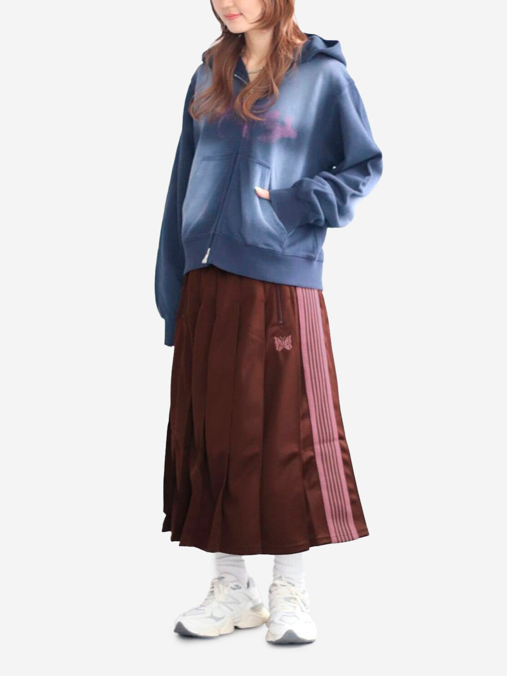 NEEDLES Gonna sportiva pleated con logo Papillon Bordeaux Urbanstaroma