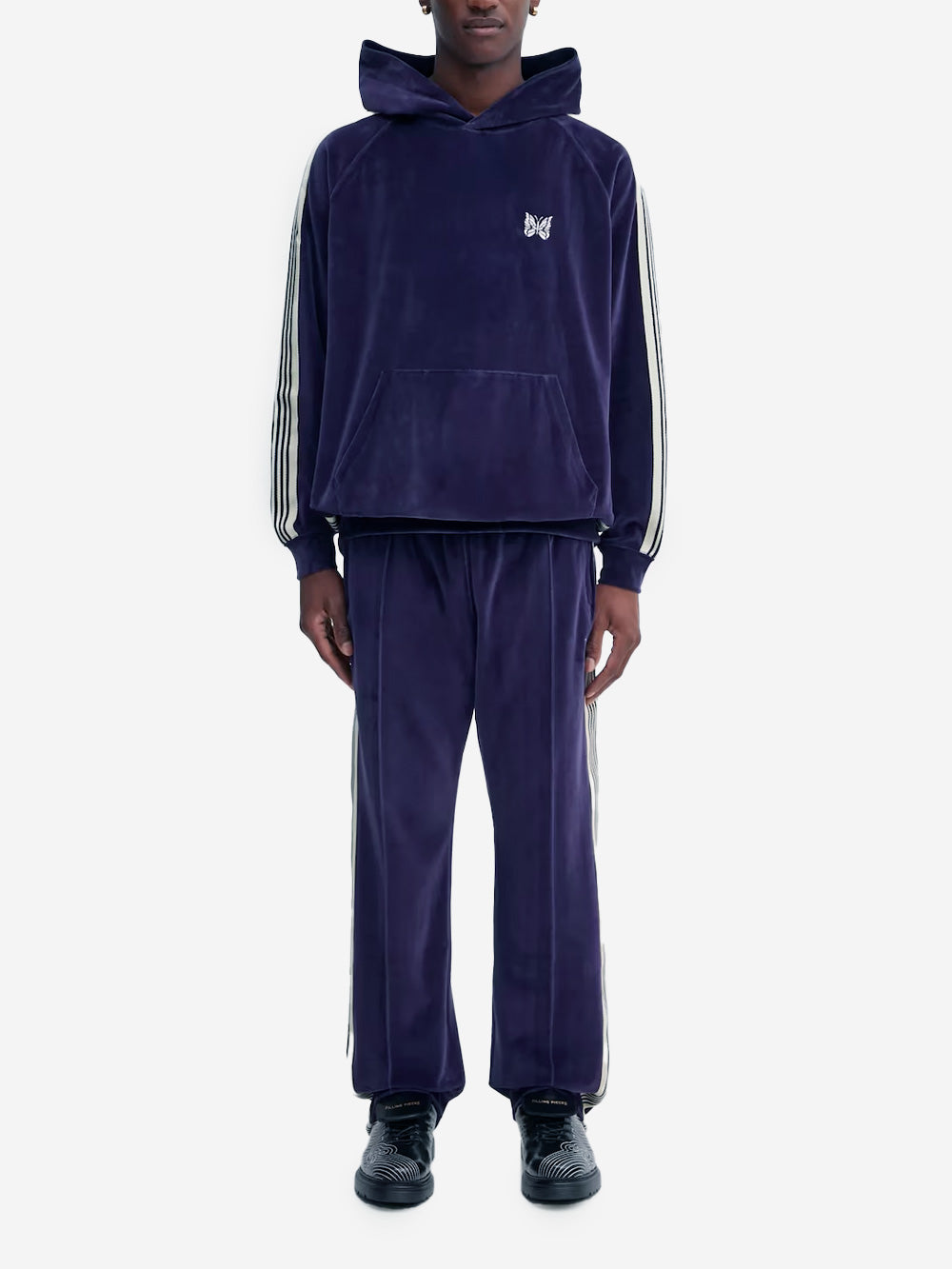 NEEDLES Pantaloni sportivi navy Narrow in velluto con logo Papillon Navy Urbanstaroma