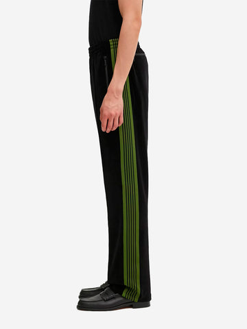 Narrow black velvet track pants with Papillon logo
