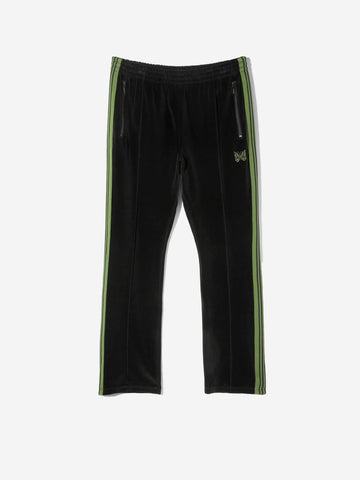 Narrow black velvet track pants with Papillon logo