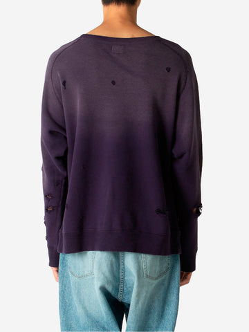 NEEDLES Felpa viola decostruita distreesed in cotone French Terry Viola