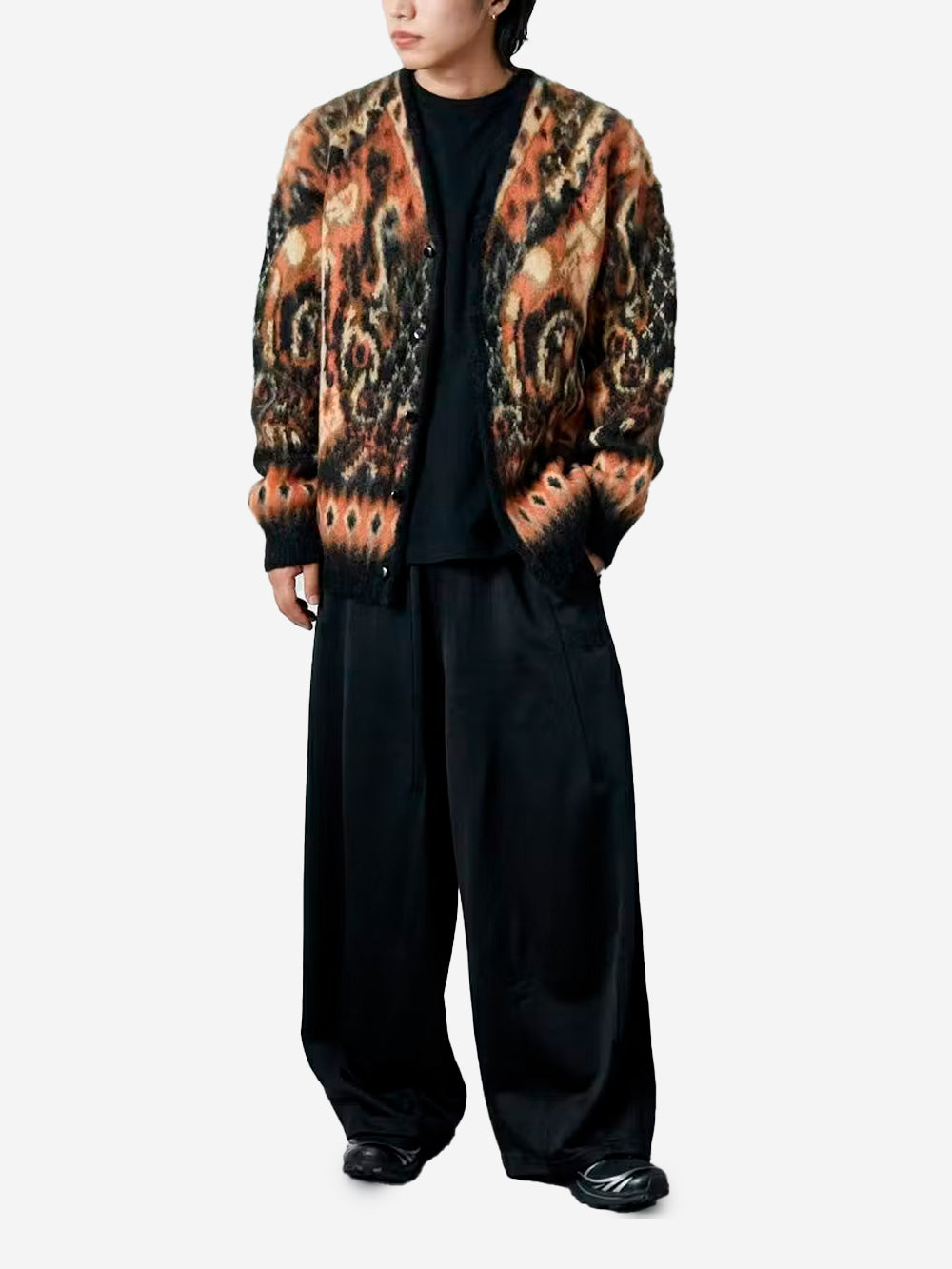 NEEDLES Cardigan Paisley in mohair Nero Urbanstaroma