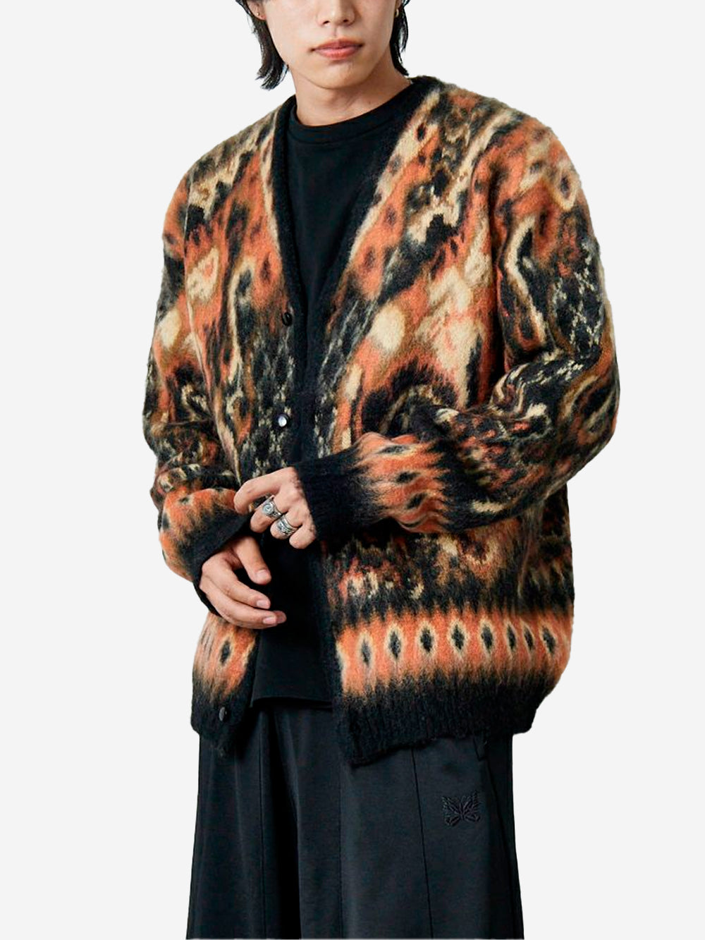 NEEDLES Cardigan Paisley in mohair Nero Urbanstaroma