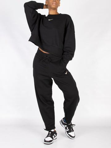 NIKE Felpa girocollo nera oversize con Swoosh Nero