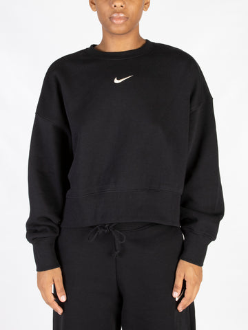 NIKE Felpa girocollo nera oversize con Swoosh Nero