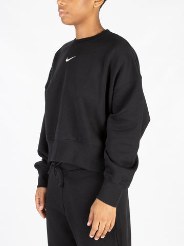 NIKE Felpa girocollo nera oversize con Swoosh Nero