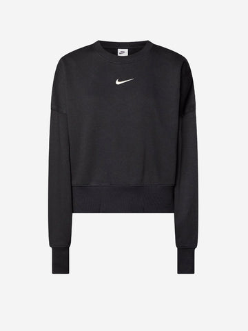 NIKE Felpa girocollo nera oversize con Swoosh Nero