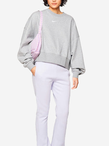 NIKE Felpa girocollo grigia oversize con Swoosh Grigio