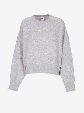 NIKE Felpa girocollo grigia oversize con Swoosh Grigio