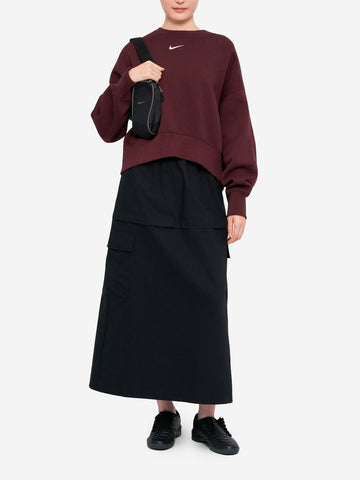 NIKE Felpa girocollo bordeaux oversize con Swoosh Bordeau