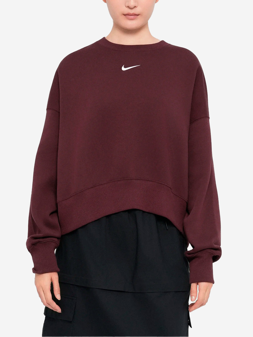 NIKE Felpa girocollo bordeaux oversize con Swoosh Bordeau Urbanstaroma