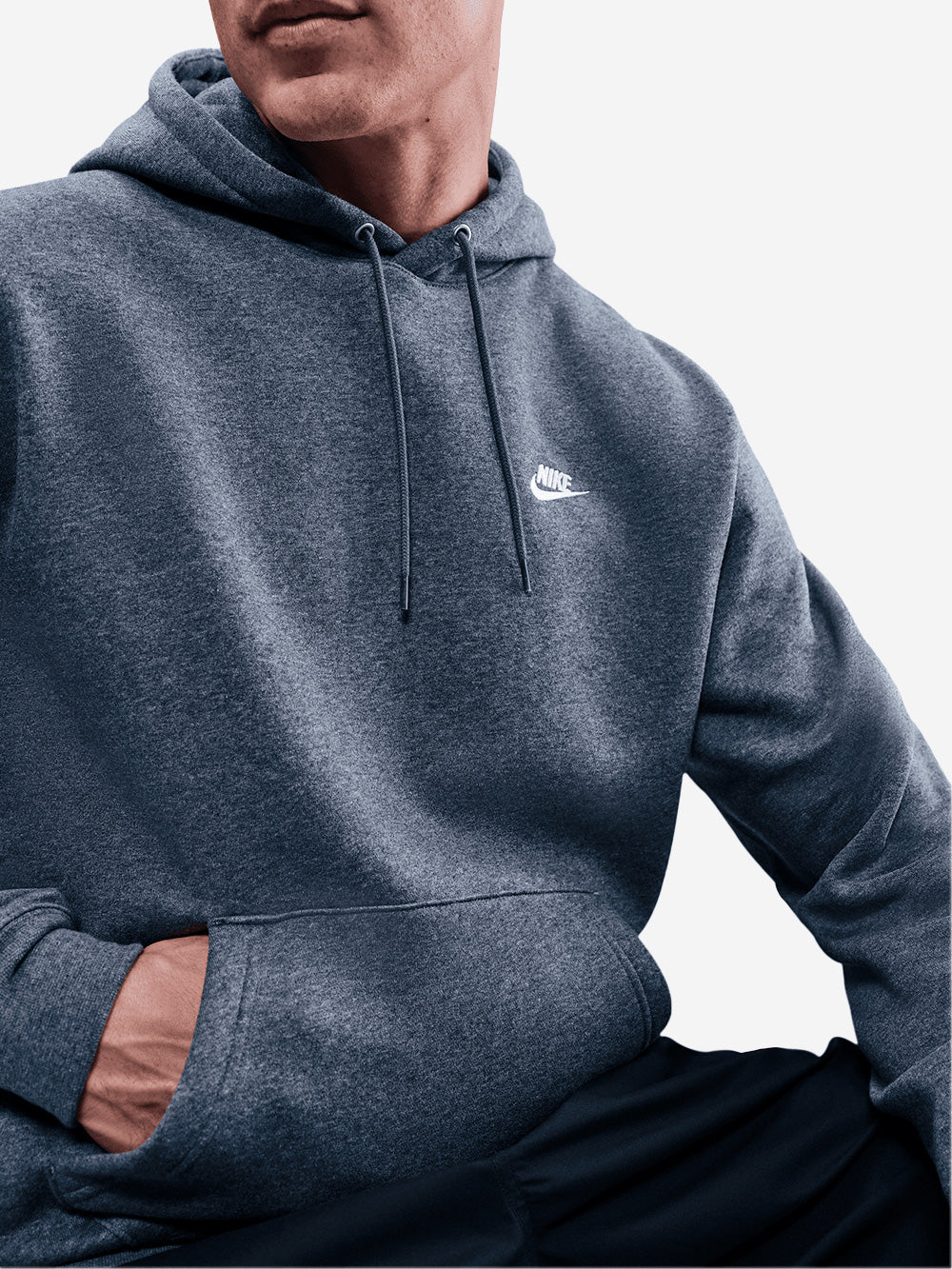 NIKE Felpa pullover grigia con cappuccio e swoosh Grigio antracite Urbanstaroma